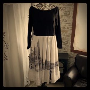 Stunning Eshakti Boat Neck Cotton Long Sleeve Dress! EUC